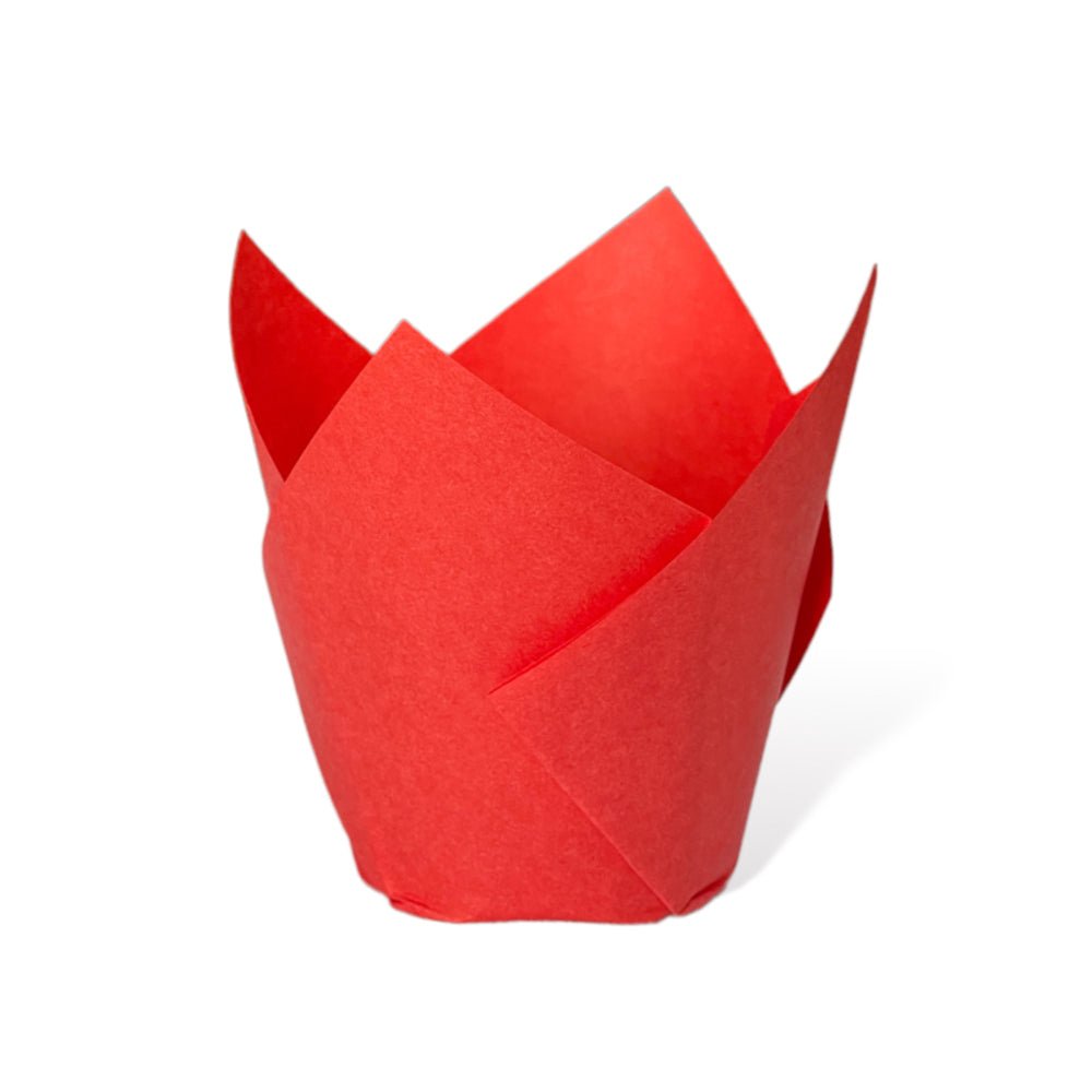 Forme de copt rosii pentru brioșe sub formă de lalea 20 buc - Nati Shop