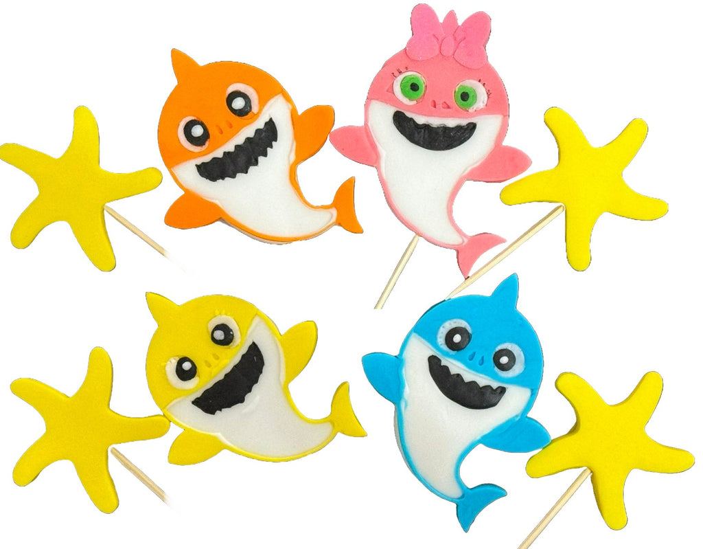 Set 8 decoratiuni comestibile din zahar, Baby Shark - Nati Shop