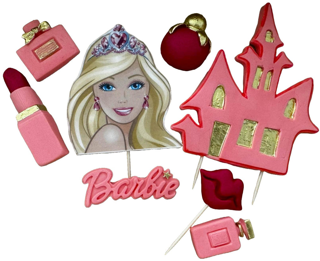 Set 8 decoratiuni comestibile din zahar, Barbie - Nati Shop