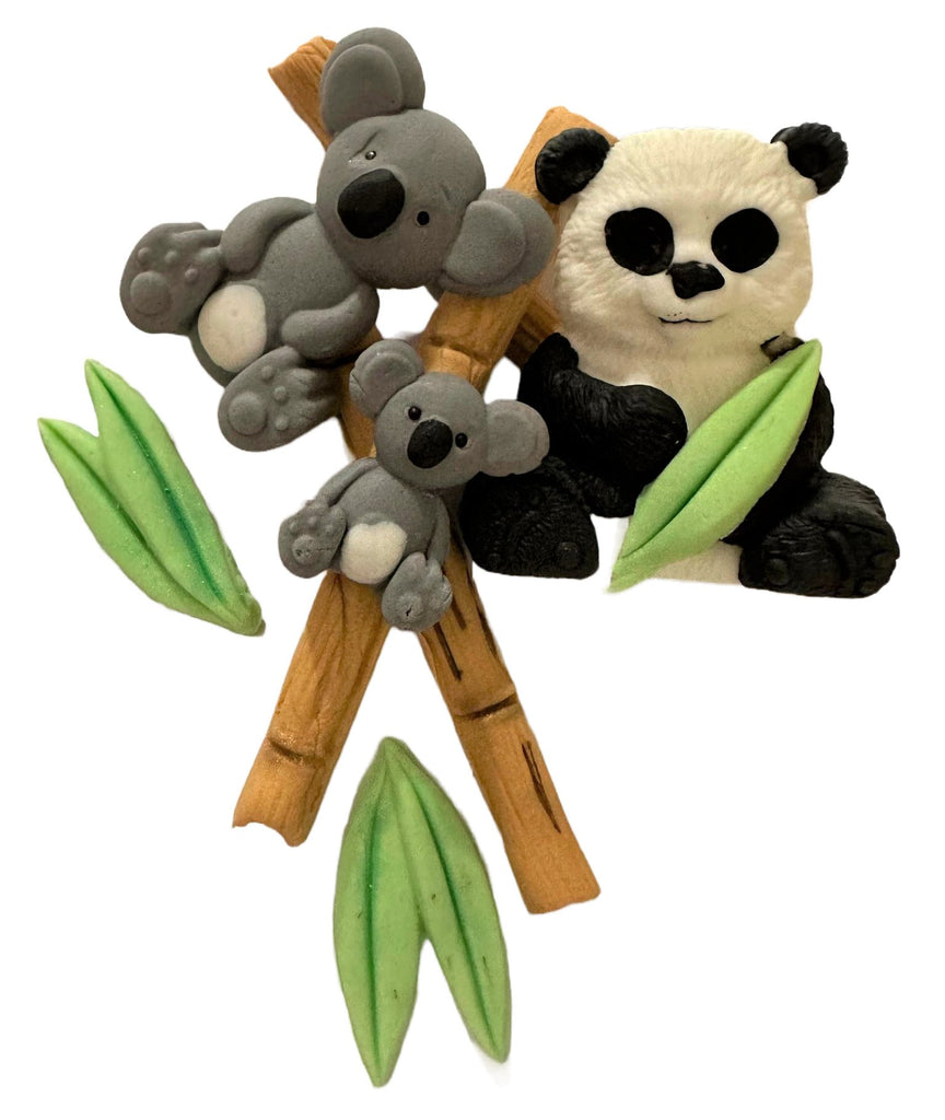 Set decoratiuni comestibile din zahar, Bambus, Panda si Koala - Nati Shop